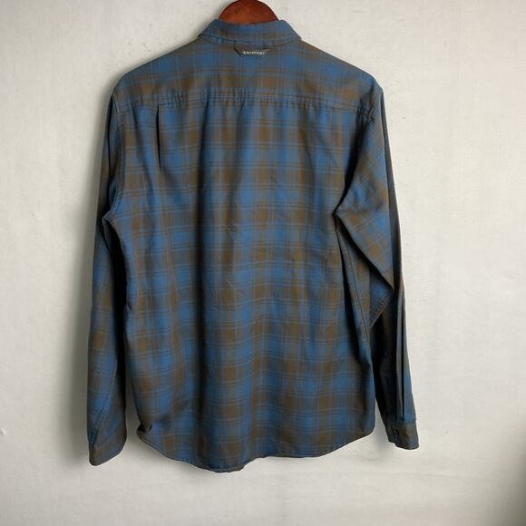 ExOfficio Mens Long Sleeve Blue Plaid Button Up Hidden Pocket Shirt Large - Picture 4 of 15